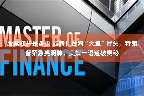 股票杠杆是多少 最新！台海“大鱼”冒头，特朗普紧急亮明牌，美媒一语道破奥秘